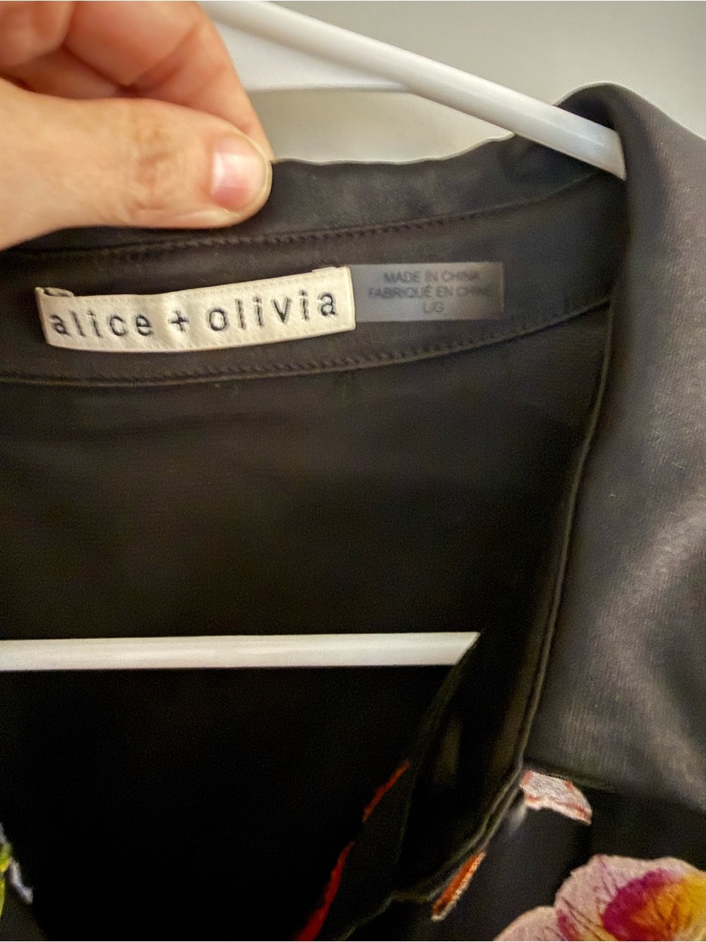 alice + olivia Black Floral Shirt Dress - Picture 2 of 8
